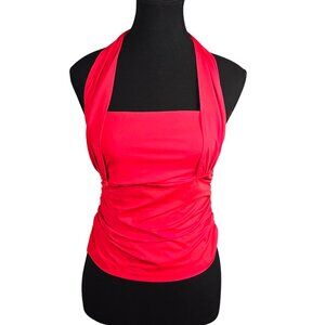 NWOT | Cherry Red | Ruched Halter Neck Tie-Up Top | Small